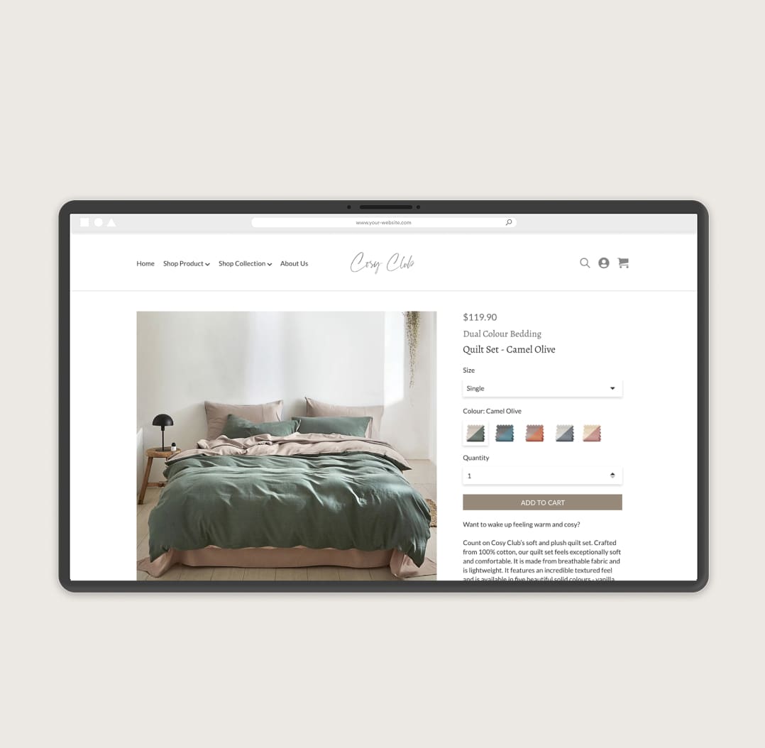 Cosy Club website on desktop