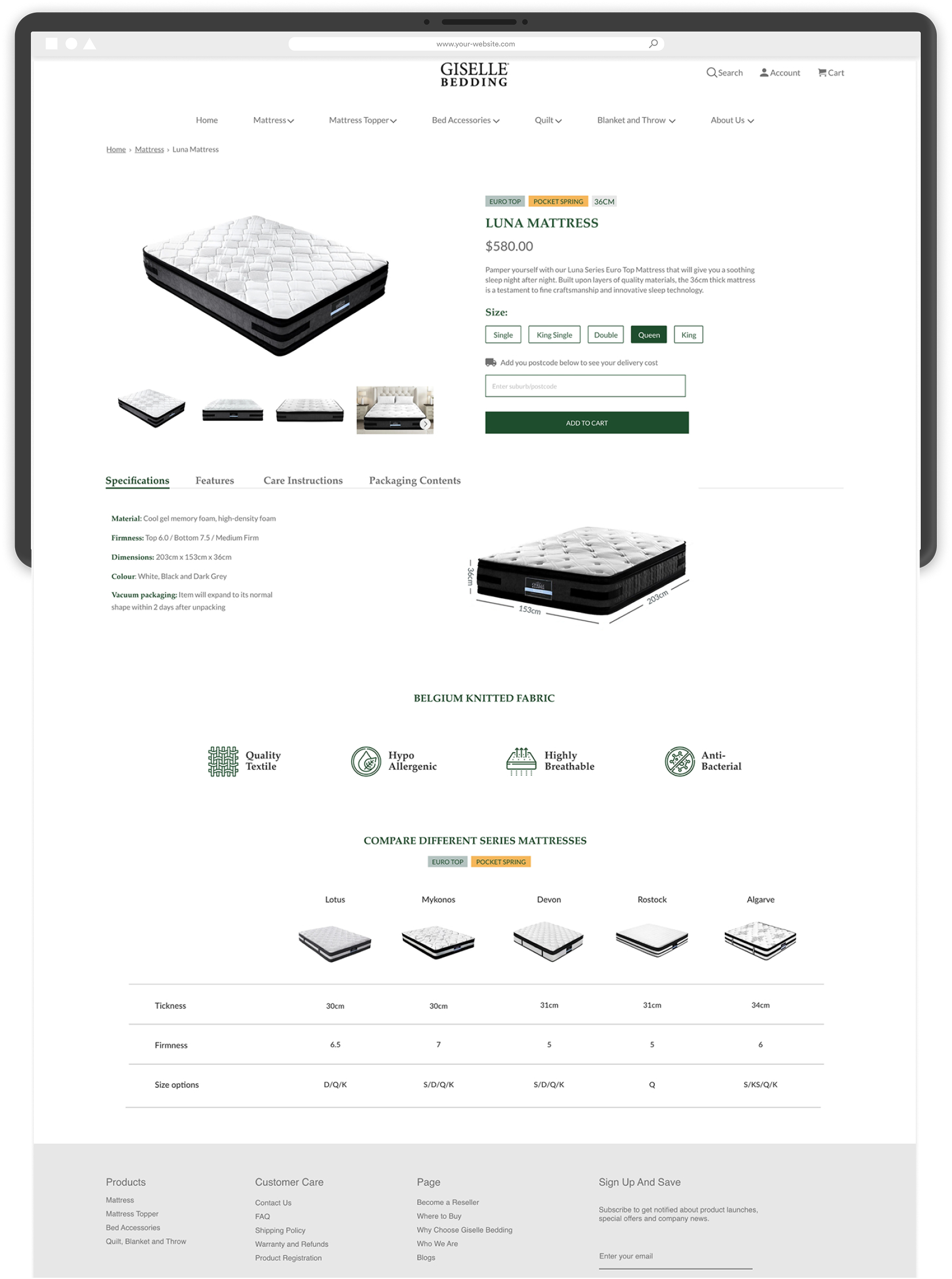 Giselle Bedding product detail page